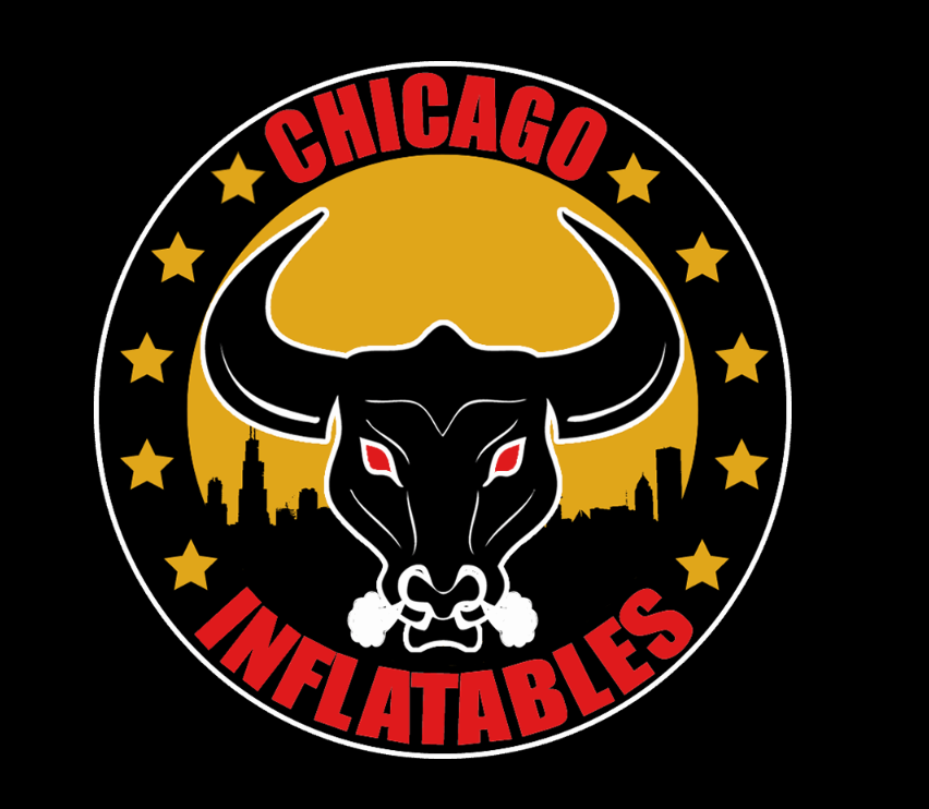 Chicago Inflatables bull mascot logo — bounce house and party rentals in Chicago